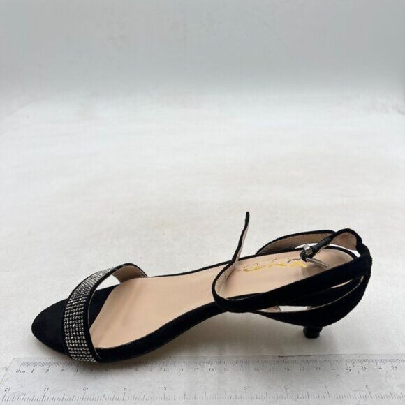 XYD Women Open Toe Ankle Strap Sandals Kitten Heel Rhinestones Studded Buckle - Picture 2 of 8